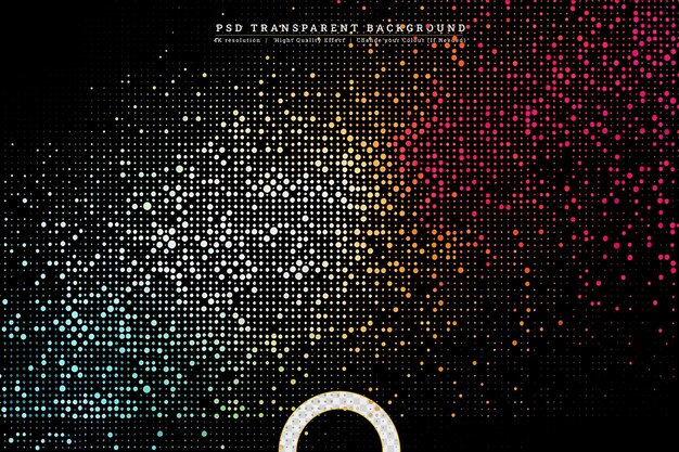 Abstract background of multi coloured techno dots on transparent Background