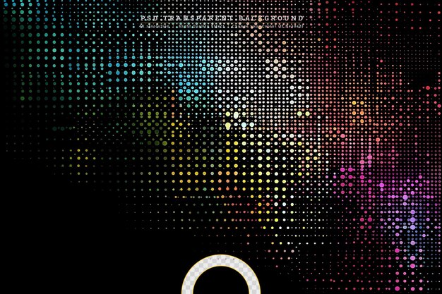 Abstract background of multi coloured techno dots on transparent Background