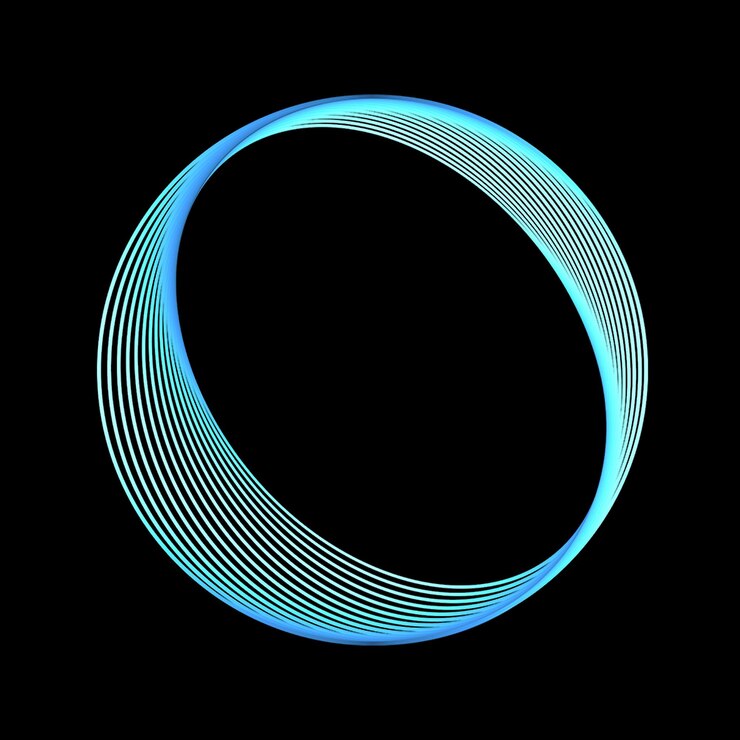 PSD abstract blue glowing rings on black background