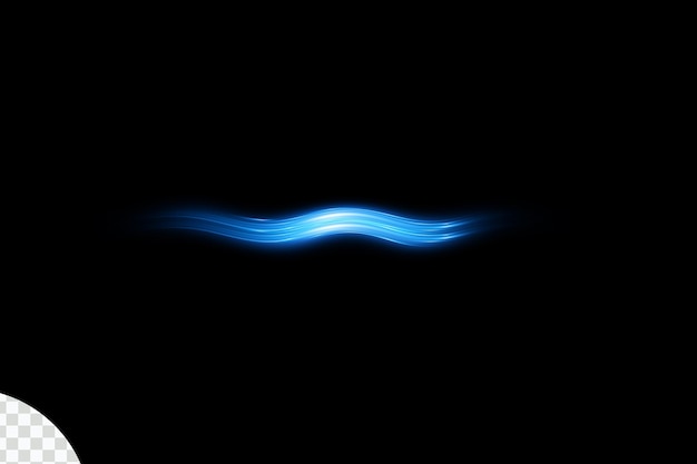 Abstract Blue Lens Flare Light Wave on a Black Background