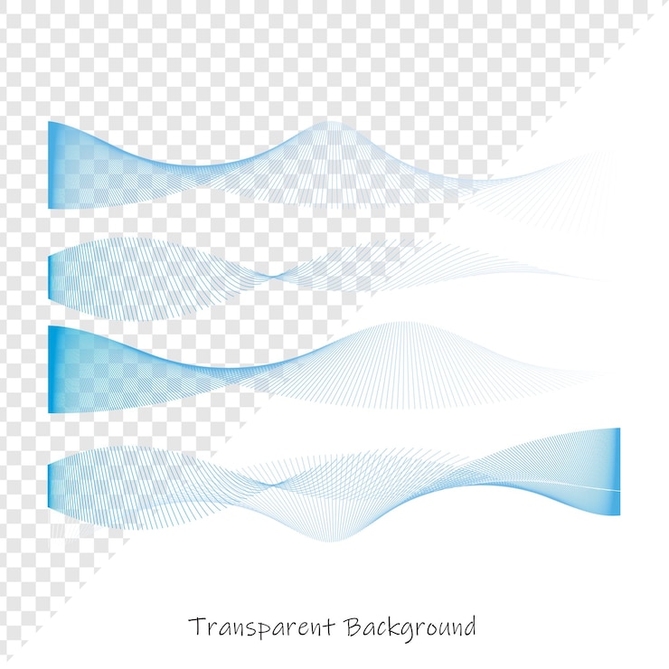 PSD abstract blue wavy lines on transparent background
