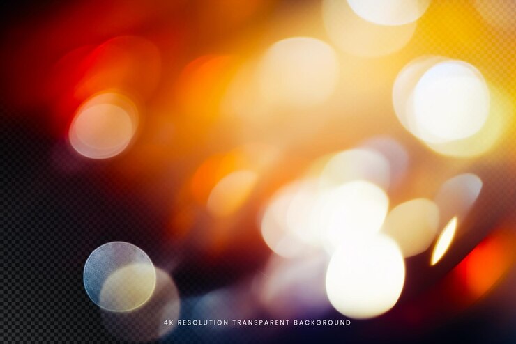PSD abstract bokeh raggio di luce sfocato su sfondo trasparente