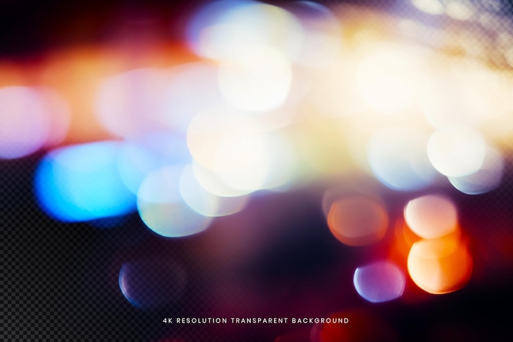 PSD abstract bokeh raggio di luce sfocato su sfondo trasparente