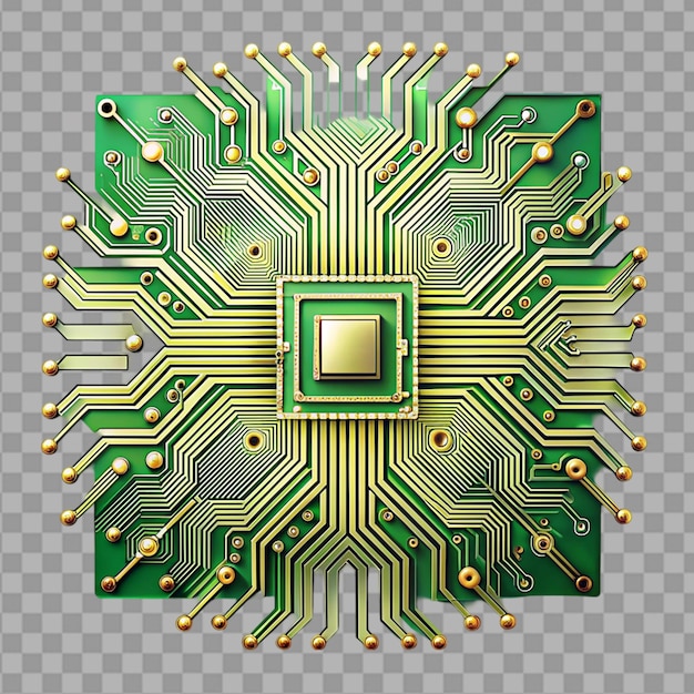 abstract circuit board element isolated on transparent background