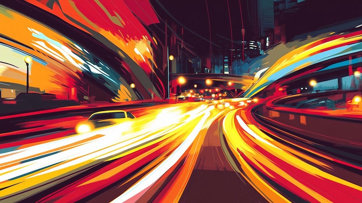 PSD abstract city night traffic light trails