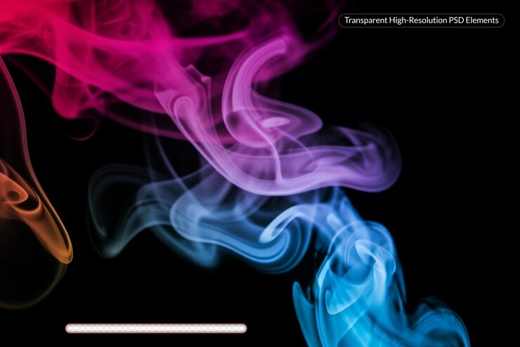 PSD abstract colore luminoso e bello fumo colorato su sfondo trasparente