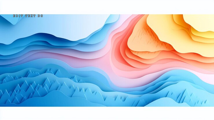 PSD abstract colorful layered paper landscape design