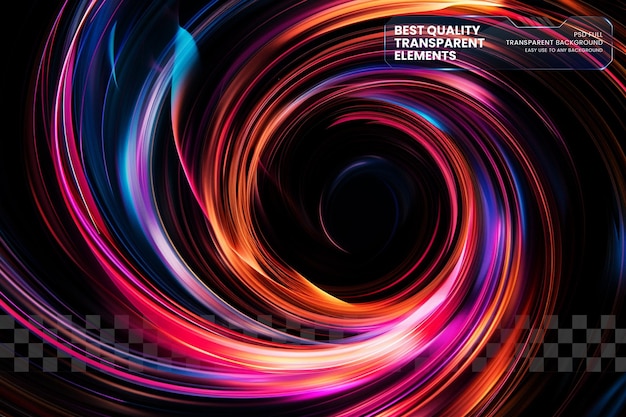 Abstract Colorful Swirls Creating a Sense of Movement on Transparent Background