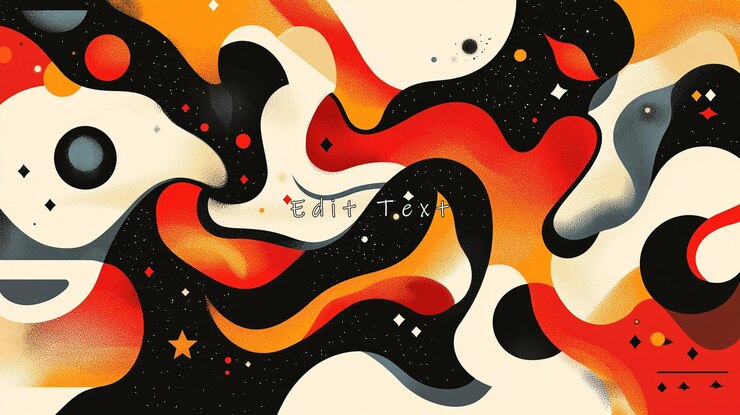 PSD abstract cosmic swirls in orange black and beige