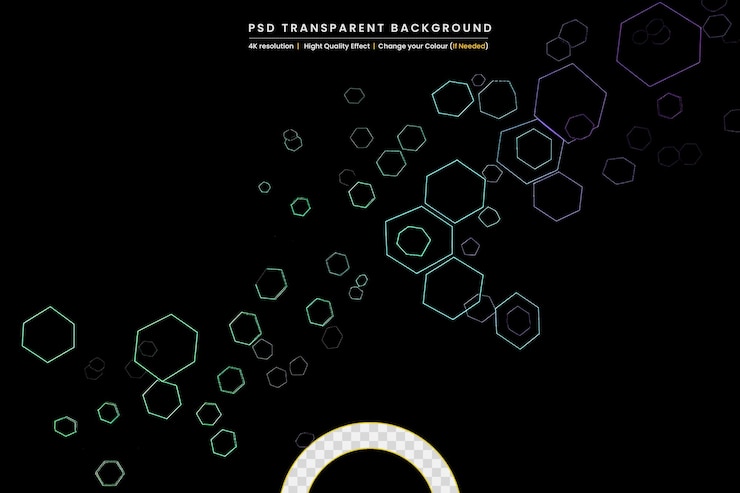 PSD abstract destroy particular space light on black on transparant background