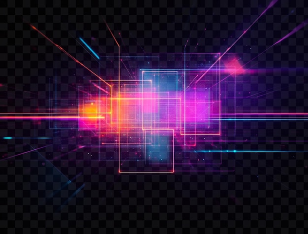 Abstract digital background with glowing light and patterns on transparent background
