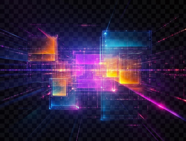 Abstract digital background with glowing light and patterns on transparent background