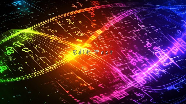 Abstract DNA double helix with colorful glowing lines and digital code