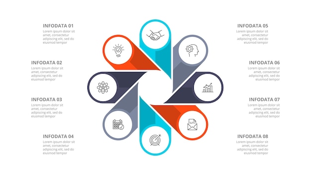 Abstract element is divided into 8 parts Infographic visualization for presentation