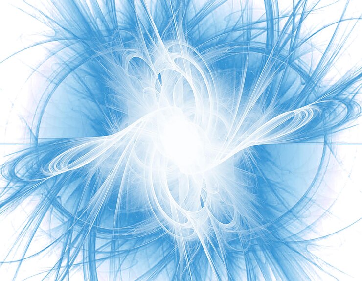 PSD abstract energy burst in blue and white