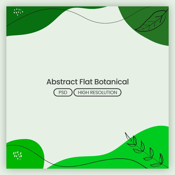 PSD abstract flat botanical shape and line blank