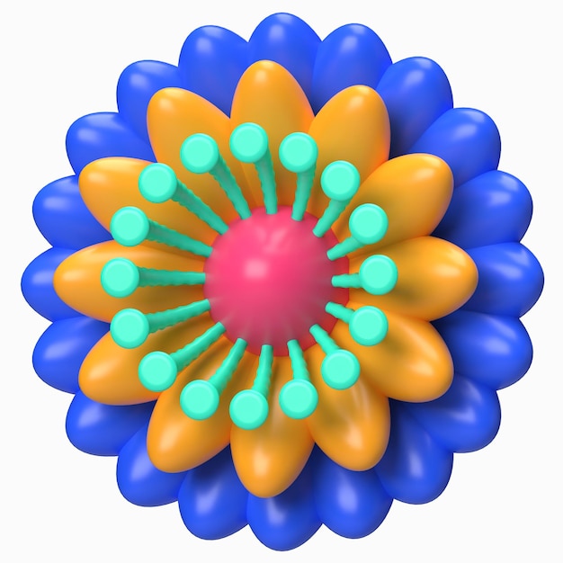 Abstract Flower Blue Burst Blossom 3D Render