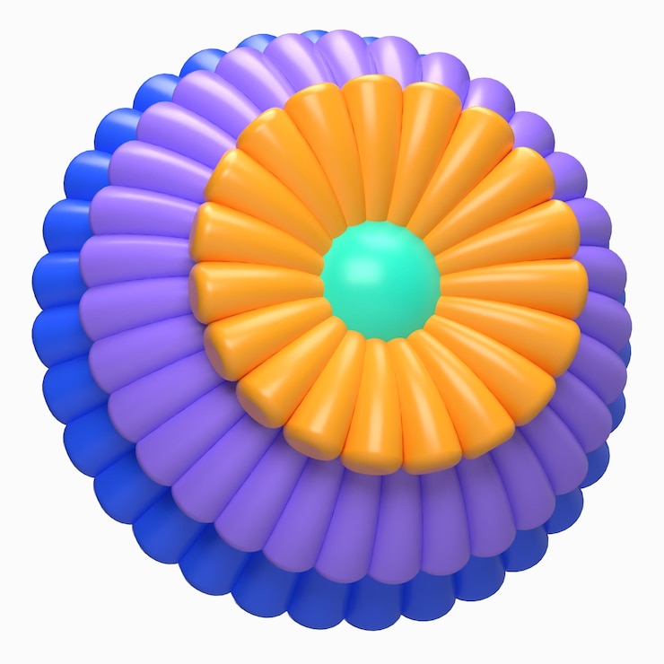 PSD abstract flower solar bloom ring 3d render