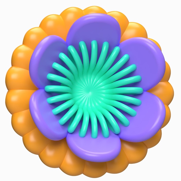 Abstract Flower Tropical Duo Petal 3D Render