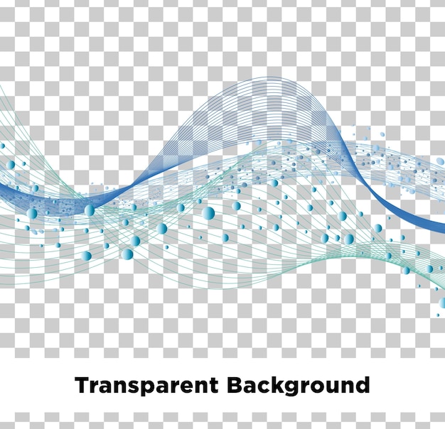 Abstract Flowing Lines with Bubbles on Transparent Background