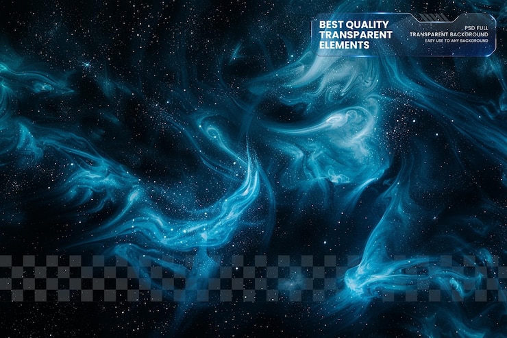 PSD abstract fluid blue starry night su uno sfondo trasparente