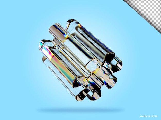 Abstract forma geometrica dispersione futuristica materiale di vetro design 3d rendering
