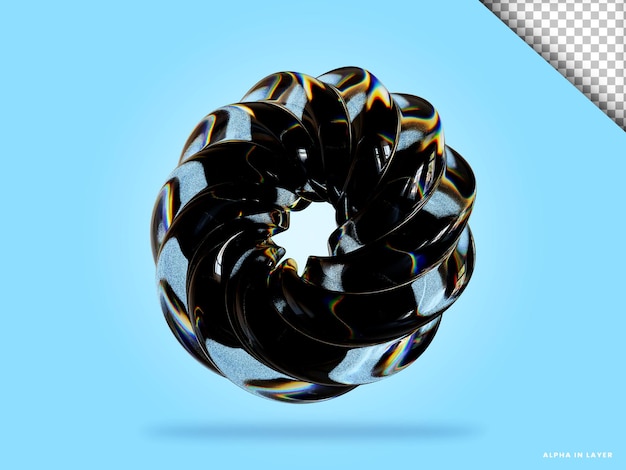 Abstract forma geometrica dispersione futuristica materiale di vetro design 3d rendering