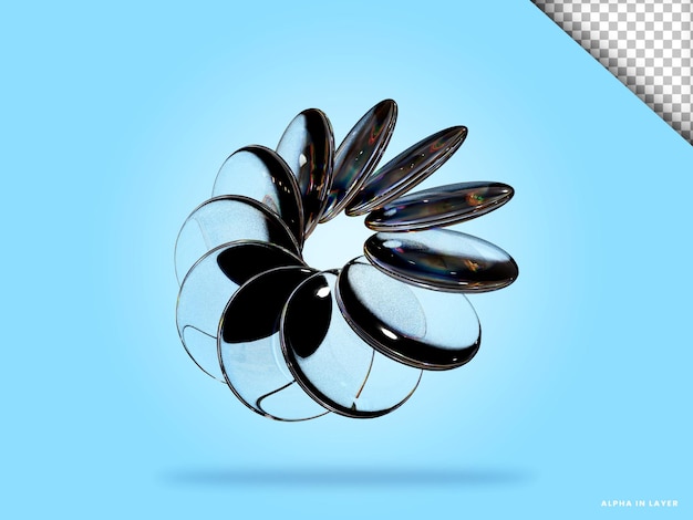 Abstract forma geometrica dispersione futuristica materiale di vetro design 3d rendering