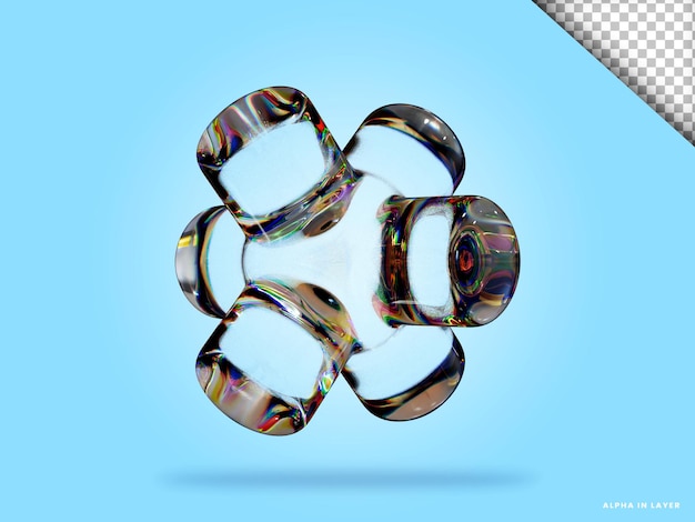 Abstract forma geometrica dispersione futuristica materiale di vetro design 3d rendering