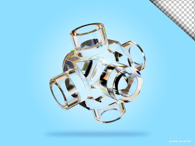 Abstract forma geometrica dispersione futuristica materiale di vetro design 3d rendering