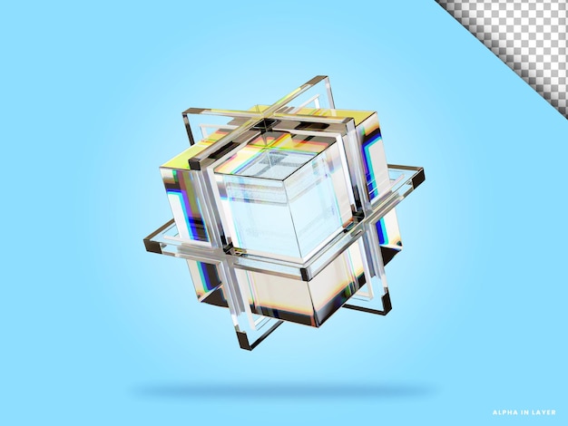 Abstract forma geometrica dispersione futuristica materiale di vetro design 3d rendering