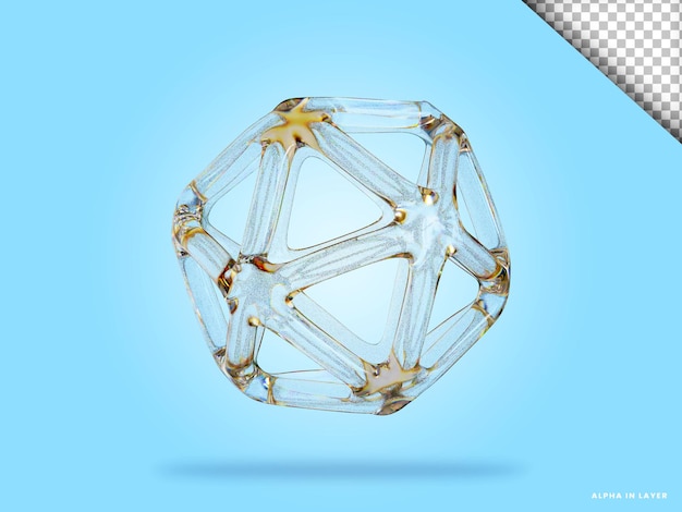 Abstract forma geometrica dispersione futuristica materiale di vetro design 3d rendering