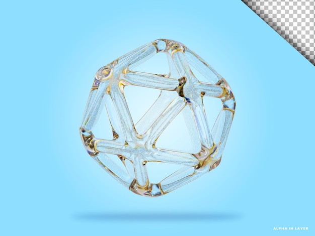 Abstract forma geometrica dispersione futuristica materiale di vetro design 3d rendering