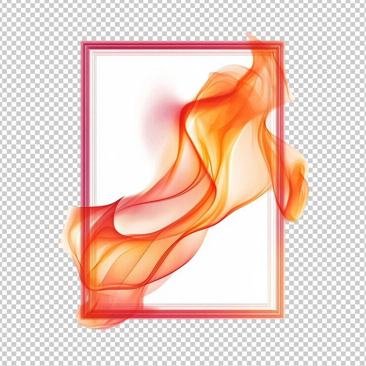 PSD abstract frame with fire flame isolated transparent background