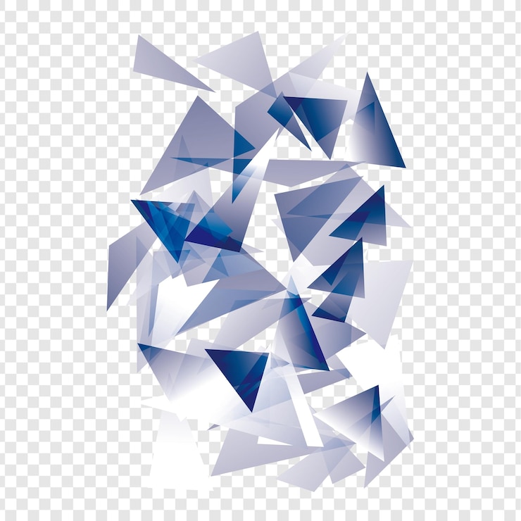 PSD abstract geometric composition of blue triangles