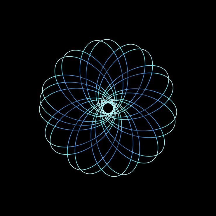 PSD abstract geometric mandala in neon blue