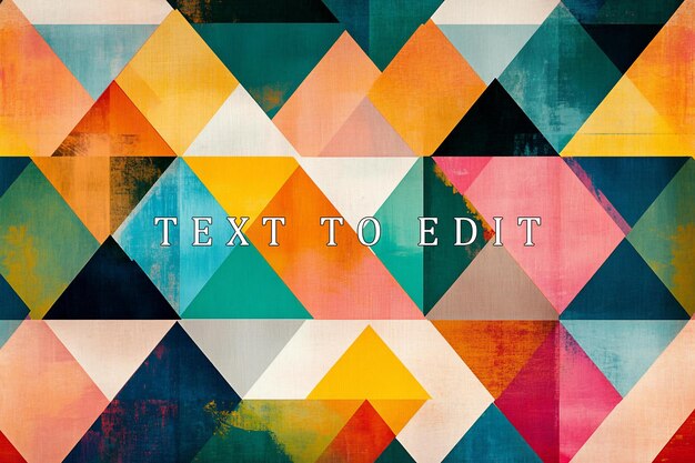 Abstract geometric pattern with colorful triangles and textured background