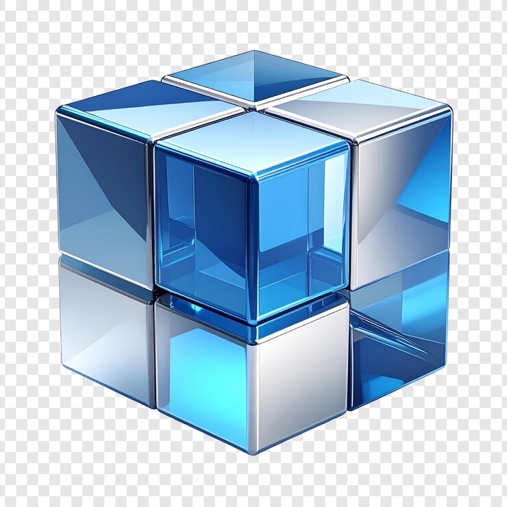 PSD abstract glass cube icon futuristic technology design element