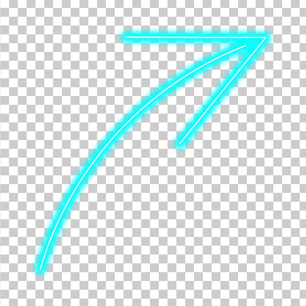 Abstract glowing blue arrow on transparent background png shiny arrow bright design element