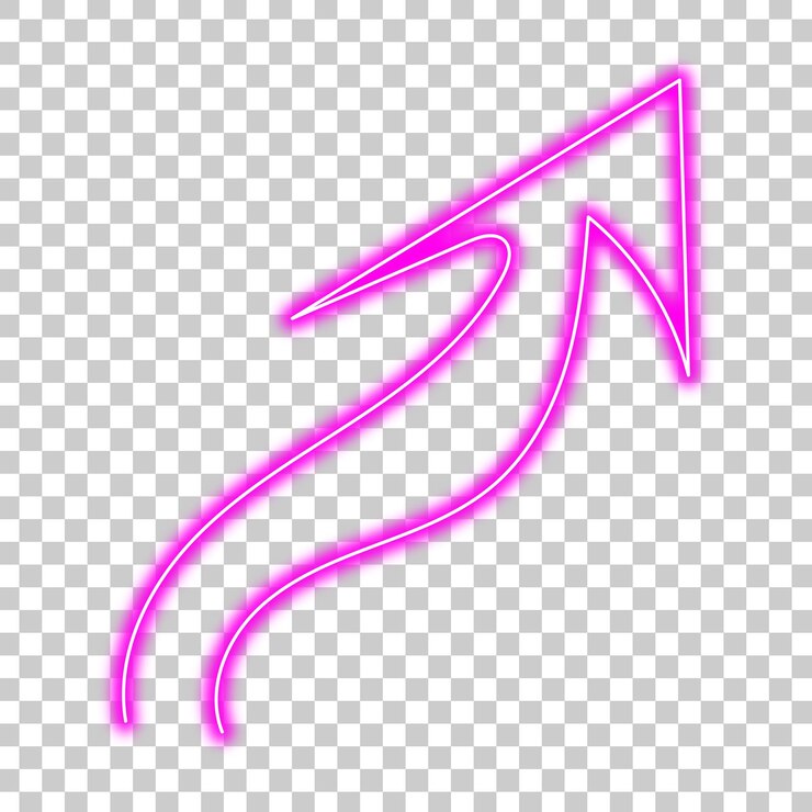 PSD abstract glowing pink arrow on transparent background png shiny arrow bright design element