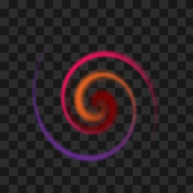 PSD abstract glowing spiral with colorful neon light trail futuristic motion swirl effect png