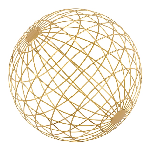Abstract Golden Hollow Sphere Rettice sphere rendering 3D isolato su sfondo trasparente