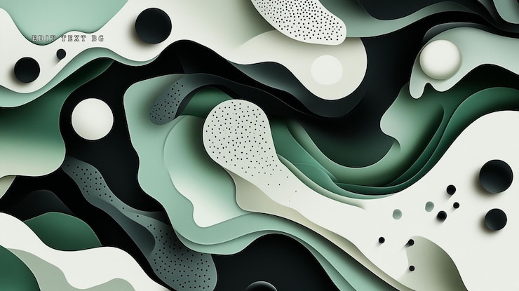 PSD abstract green and white paper cut waves background
