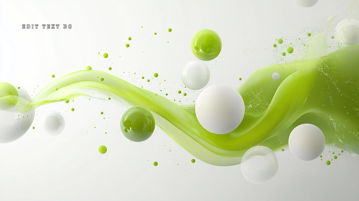 PSD abstract green wave with white and green spheres
