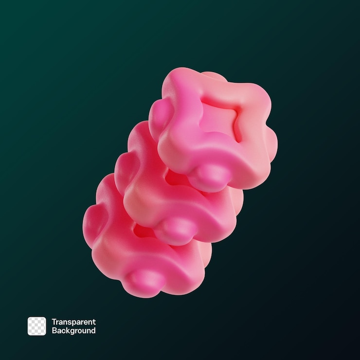 PSD abstract gummy shape 3d icon png template (template de ícone de goma de mascar em 3d)