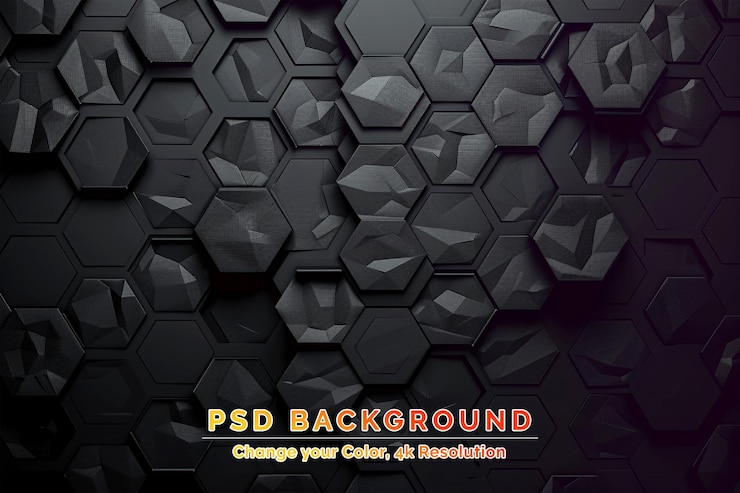 PSD abstract hexagon background many black hexagons various heights