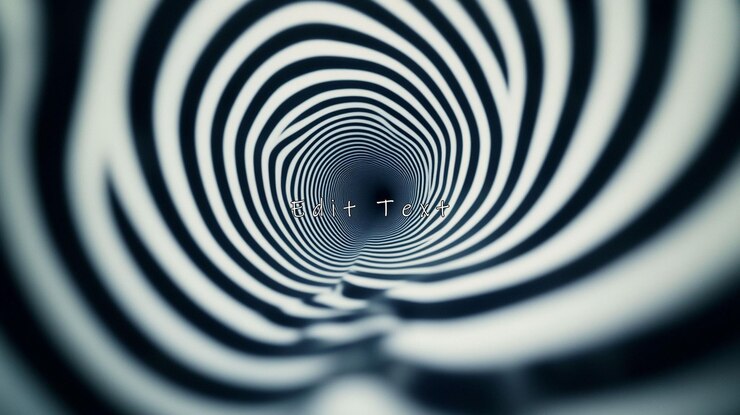PSD abstract hypnotic black and white spiral tunnel