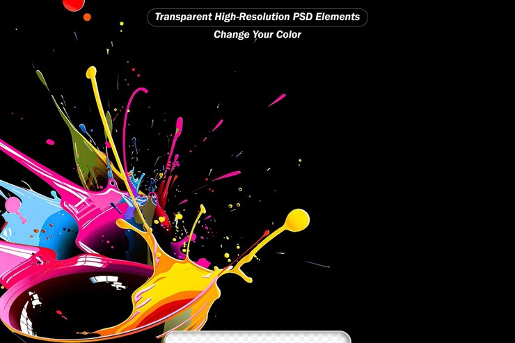 PSD abstract illustration of a colorful ink splash