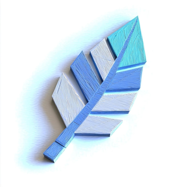 PSD abstract illustrazione di piume blu e bianche