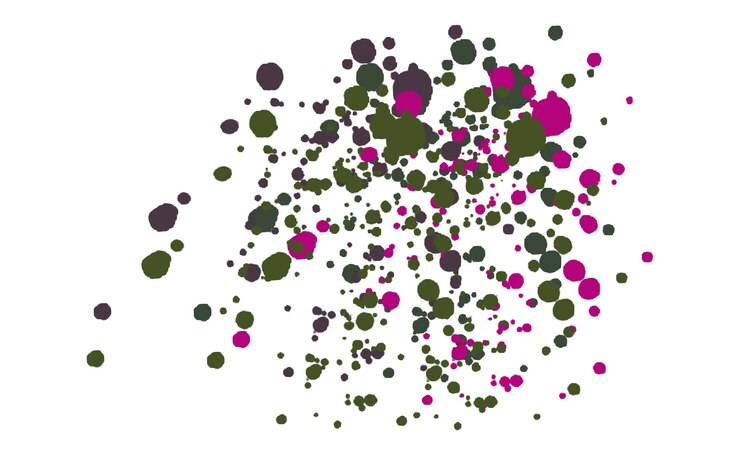 PSD abstract ink splatter art con colori viola verde e scuro